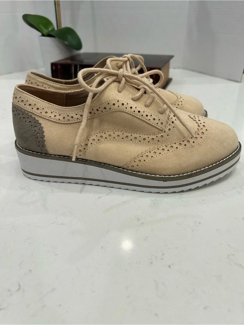 torrid Beige Suede Wingtip Derby Sneakers